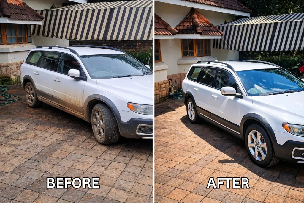 Before and after vehicle detail three
